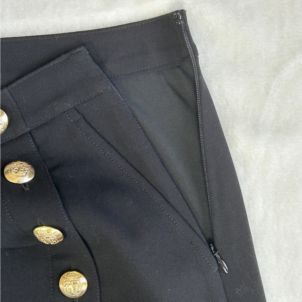 Talbots Petite Button Side Split A-Line Black Mid… - image 7